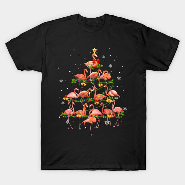 Cute Flamingo Christmas Tree Xmas Gift T-Shirt by Simpsonfft